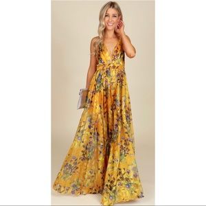 Yellow multi maxi dress